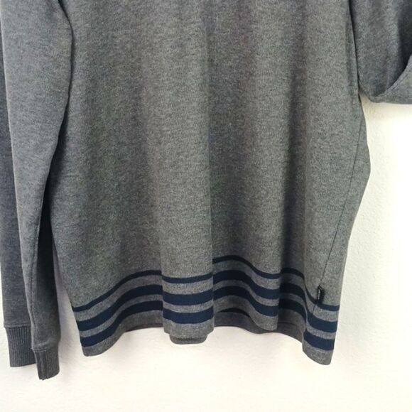 Boss Men's quarter zip mock neck long-sleeve gray/navy strips knit sweater sz L - Picture 3 of 9